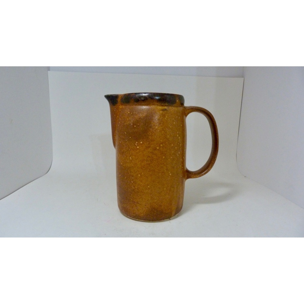 Vintage Brown Stoneware Pitcher Salt Glaze Rustic Studio Pottery 7 Inch